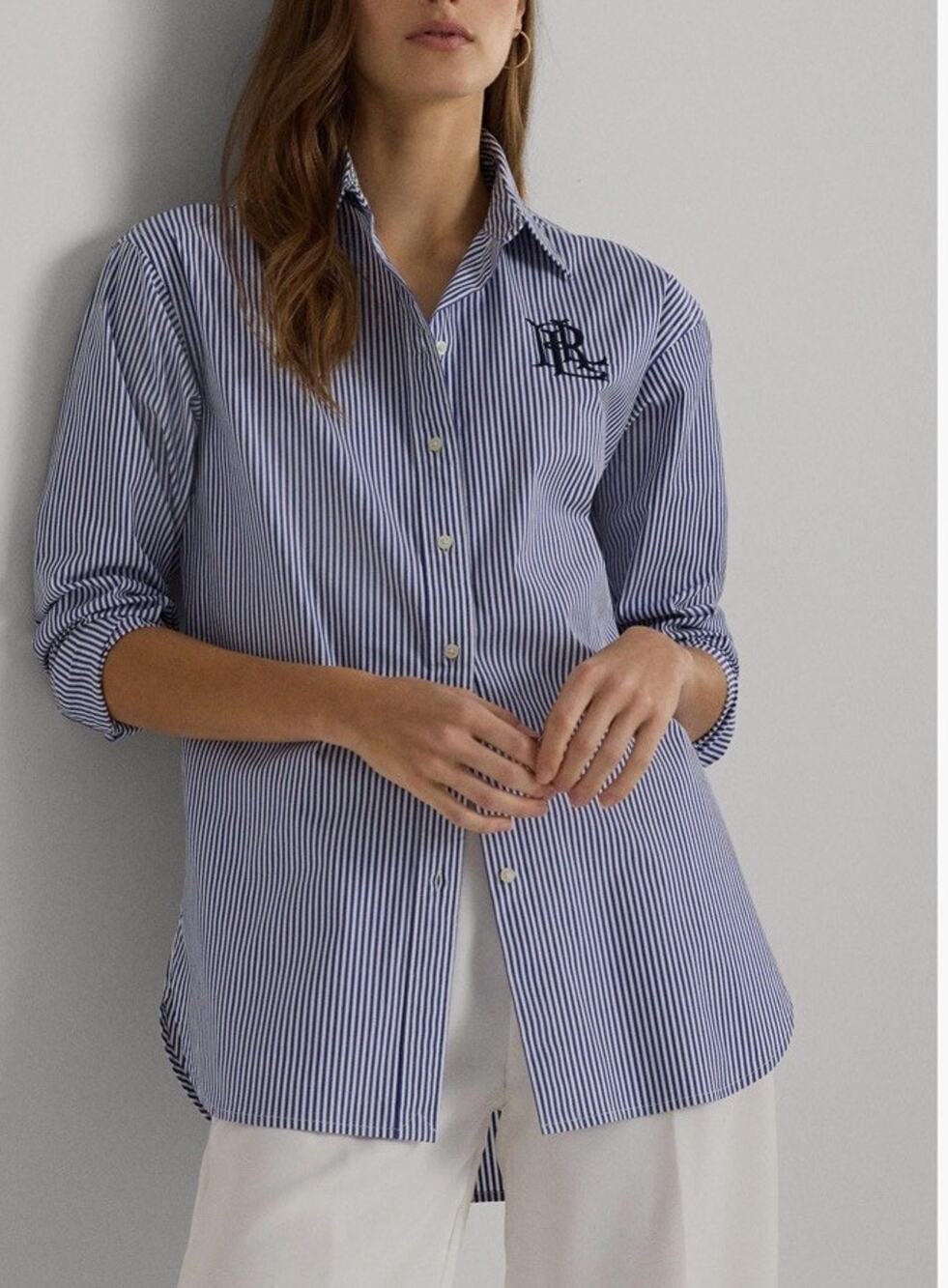 Ralph Lauren Relaxed Fit Striped Stretch Cotton Shirt Size L